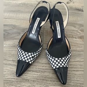 Manolo Blahnik Black & White Sling Back